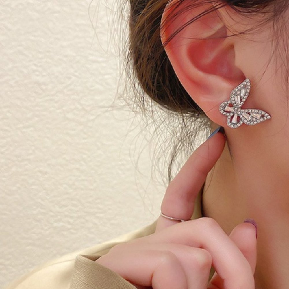 CZ Butterfly Stud Earrings